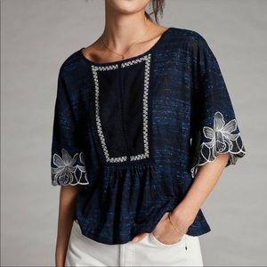 Anthropologie Pilcro Orchid Embroidered Top Size S